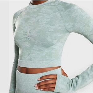 Gymshark Light Sage Green Seamless Long Sleeve Crop Top